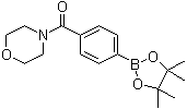 structure of CAS# 656239-38-2, 4-(Morpholin-4-ylcarbonyl)phenylboronic acid pinacol ester;Morpholin-4-yl[4-(4,4,5,5-tetramethyl-[1,3,2]dioxaborolan-2-yl)phenyl]methanone; Morpholino(4-(4,4,5,5-tetramethyl-1,3,2-dioxaborolan-2-yl)phenyl)methanone; N-[[4-(4,4,5,5-Tetramethyl-[1,3,2]dioxaborolan-2-yl)phenyl]carbonyl]morpholine