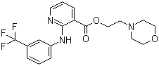 structure of CAS# 65847-85-0, Morniflumate;2-[[3-(Trifluoromethyl)phenyl]-amino]-2-(4-morpholinyl)-ethyl nicotinate; 3-Pyridinecarboxylic acid 2-[[3-(trifluoromethyl)phenyl]-amino]-2-(4-morpholinyl)-ethyl ester