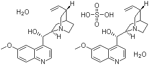 结构式 CAS# 6591-63-5, 硫酸奎尼丁二水合物