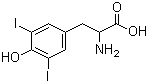 structure of CAS# 66-02-4, 3,5-Diiodo-DL-tyrosine;2-Amino-3-(4-hydroxy-3,5-diiodophenyl)propanoic acid