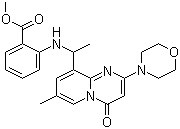 Methyl 2-[[1-[7-methyl-2-(morpholin-4-yl)-4-oxopyrido[1,2-a]pyrimidin-9-yl]ethyl]amino]benzoate molecular structure (CAS 663620-71-1)