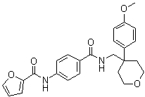 structure of CAS# 664993-53-7, N-[4-[[[[Tetrahydro-4-(4-methoxyphenyl)-2H-pyran-4-yl]methyl]amino]carbonyl]phenyl]-2-furancarboxamide