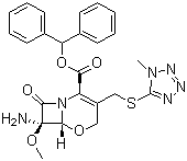(6R,7R)-7-Amino-7-methoxy-3-[(1-methyl-1H-tetrazol-5-ylthio)methyl]-8-oxo-5-oxa-1-azabicyclo[4.2.0]oct-2-ene-2-carboxylic acid diphenylmethyl ester molecular structure (CAS 66510-99-4)