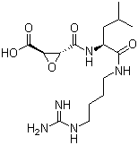 structure of CAS# 66701-25-5, E-64;trans-Epoxysuccinyl-L-leucylamido(4-guanidino)butane; N-(trans-Epoxysuccinyl)-L-leucine 4-guanidinobutylamide