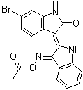 structure of CAS# 667463-85-6, 6-Bromoindirubin-3'-acetoxime;(3Z)-3-[(3E)-3-[(Acetyloxy)imino]-1,3-dihydro-2H-indol-2-ylidene]-6-bromo-1,3-dihydro-2H-indol-2-one; BIO-Acetoxime; GSK3 Inhibitor X