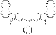 1,1,3-Trimethyl-2-[(1E,3Z)-3-phenyl-5-(1,1,3-trimethyl-1,3-dihydro-2H-benzo[e]indol-2-ylidene)-1,3-pentadienyl]-1H-benzo[e]indolium iodide molecular structure (CAS 66753-40-0)