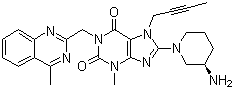 structure of CAS# 668270-12-0, Linagliptin;8-[(3R)-3-Amino-1-piperidinyl]-7-(2-butynyl)-3,7-dihydro-3-methyl-1-[(4-methyl-2-quinazolinyl)methyl]-1H-purine-2,6-dione