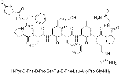 2-D-苯丙氨酸-3-D-脯氨酸-6-D-苯丙氨酸-促黄体激素释放因子(猪)分子结构 (CAS 67019-15-2)