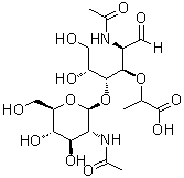 2-(Acetylamino)-4-O-[2-(acetylamino)-2-deoxy-beta-D-glucopyranosyl]-3-O-(1-carboxyethyl)-2-deoxy-D-glucose molecular structure (CAS 67068-85-3)