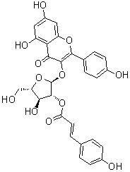 Kaempferol 3-O-[2''-(E)-p-coumaroyl]-alpha-L-arabinofuranoside molecular structure (CAS 67214-05-5)