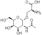 structure of CAS# 67262-86-6, O-[2-(Acetylamino)-2-deoxy-alpha-D-galactopyranosyl]-L-serine