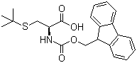structure of CAS# 67436-13-9, Fmoc-S-tert-butyl-L-cysteine;N-(9-Fluorenylmethyloxycarbonyl)-S-tert-butyl-L-cysteine; Fmoc-Cys(tBu)-OH