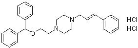 1-[2-(二苯基甲氧基)乙基]-4-(3-苯基-2-丙烯基)哌嗪二盐酸盐分子结构 (CAS 67469-75-4)