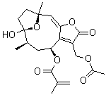 8alpha-(2-甲基丙烯酰氧基)硬毛钩藤内酯 13-O-乙酸酯分子结构 (CAS 67667-71-4)