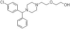 structure of CAS# 68-88-2, Hydroxyzine;2-[2-[4-[(4-Chlorophenyl)-phenyl-methyl]piperazin-1-yl]ethoxy]ethanol; 1-(4-Chloro-alpha-phenylbenzyl)-4-((2-(2-hydroxyethoxy)ethyl)piperazine)
