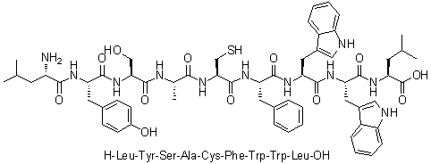 L-亮氨酰-L-酪氨酰-L-丝氨酰-L-丙氨酰-L-半胱氨酰-L-苯丙氨酰-L-色氨酰-L-色氨酰-L-亮氨酸分子结构 (CAS 681014-40-4)