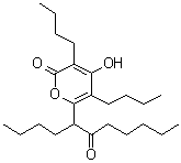 structure of CAS# 68112-21-0, 3,5-Dibutyl-6-(1-butyl-2-oxoheptyl)-4-hydroxy-2H-pyran-2-one;Elasnin