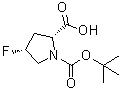 structure of CAS# 681128-51-8, (2R,4R)-1-(tert-Butoxycarbonyl)-4-fluoropyrrolidine-2-carboxylic acid