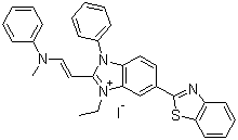 6-(2-Benzothiazolyl)-1-ethyl-2-[2-(methylphenylamino)ethenyl]-3-phenyl-1H-benzimidazolium iodide molecular structure (CAS 681281-88-9)