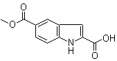 structure of CAS# 681288-76-6, 1H-Indole-2,5-dicarboxylic acid 5-methyl ester;5-(Methoxycarbonyl)-1H-indole-2-carboxylic acid