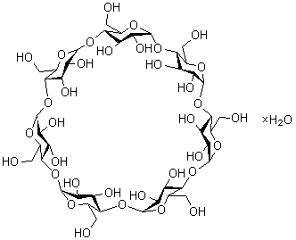 structure of CAS# 68168-23-0, beta-Cyclodextrin hydrate;beta-Shardinger dextrin; Cycloheptaamylose