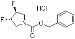 structure of CAS# 682359-79-1, (3R,4R)-N-Cbz-3,4-difluoropyrrolidine hydrochloride;(3R,4R)-Benzyl 3,4-difluoropyrrolidine-1-carboxylate hydrochloride; (3R,4R)-3,4-Difluoro-1-pyrrolidinecarboxylic acid phenylmethyl ester hydrochloride