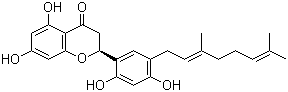 structure of CAS# 68401-05-8, Kuwanon E;5'-[(E)-3,7-Dimethyl-2,6-octadienyl]-2',4',5,7-tetrahydroxyflavanone