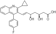 结构式 CAS# 688735-41-3, (3S,5S,6E)-7-[2-环丙基-4-(4-氟苯基)-3-喹啉基]-3,5-二羟基-6-庚烯酸