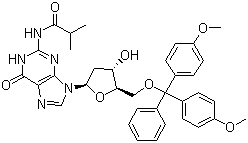 5'-O-(4,4'-二甲氧基三苯基)-N2-异丁酰基-2'-脱氧鸟苷分子结构 (CAS 68892-41-1)