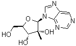 结构式 CAS# 690269-86-4, 9-(2-C-甲基-beta-D-呋喃核糖基)-9H-嘌呤