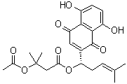 结构式 CAS# 69091-17-4, 3-(乙酰氧基)-3-甲基丁酸 (1S)-1-(1,4-二氢-5,8-二羟基-1,4-二氧代-2-萘基)-4-甲基-3-戊烯基酯