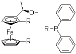 (1R)-1,1'-Bis(diphenylphosphino)-2-[(1R)-1-hydroxyethyl]ferrocene molecular structure (CAS 69228-82-6)