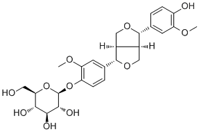 松脂醇-4-O-beta-D-吡喃葡萄糖苷分子结构 (CAS 69251-96-3)