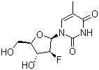 2'-氟-5-甲基阿拉伯糖基尿嘧啶分子结构 (CAS 69256-17-3)