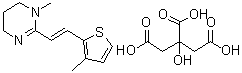 structure of CAS# 69525-81-1, Morantel citrate;1,4,5,6-Tetrahydro-1-methyl-2-[(1E)-2-(3-methyl-2-thienyl)ethenyl]pyrimidine 2-hydroxy-1,2,3-propanetricarboxylate (1:1)