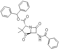 (2S,5R,6S)-6-(Benzoylamino)-3,3-dimethyl-7-oxo-4-thia-1-azabicyclo[3.2.0]heptane-2-carboxylic acid diphenylmethyl ester 4-oxide molecular structure (CAS 69780-18-3)