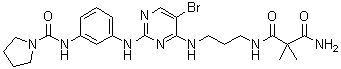 structure of CAS# 702676-93-5, N1-[3-[[5-Bromo-2-[[3-[(1-pyrrolidinylcarbonyl)amino]phenyl]amino]-4-pyrimidinyl]amino]propyl]-2,2-dimethylpropanediamide;BX 320