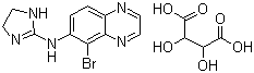 structure of CAS# 70359-46-5, Brimonidine D-tartrate;5-Bromo-N-(4,5-dihydro-1H-imidazol-2-yl)-6-quinoxalinamine tartrate