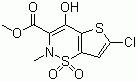 structure of CAS# 70415-50-8, 6-Chloro-4-hydroxy-2-methyl-2H-thieno[2,3-e]-1,2-thiazine-3-carboxylic acid methyl ester 1,1-dioxide