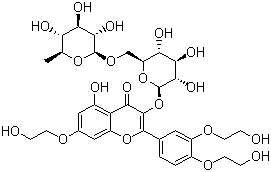 结构式 CAS# 7085-55-4, 曲克芦丁; 3',4',7-三[O-(2-羟乙基)]芦丁