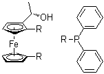 (1R)-1,1'-双(二苯基膦基)-2-[(1S)-1-羟基乙基]二茂铁分子结构 (CAS 71049-99-5)