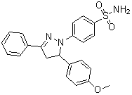 5-(4-甲氧基苯基)-1-(4-氨基磺酰基苯基)-3-苯基-2-吡唑啉分子结构 (CAS 71203-35-5)