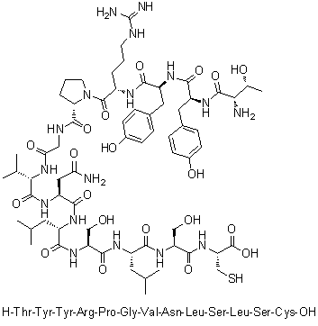 L-Threonyl-L-tyrosyl-L-tyrosyl-L-arginyl-L-prolylglycyl-L-valyl-L-asparaginyl-L-leucyl-L-seryl-L-leucyl-L-seryl-L-cysteine molecular structure (CAS 716315-79-6)