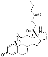 (11beta,16beta)-9-Fluoro-2',16-dihydro-11-hydroxy-21-(1-oxobutoxy)pregna-1,4-dieno[17,16-c]pyrazole-3,20-dione molecular structure (CAS 72149-73-6)