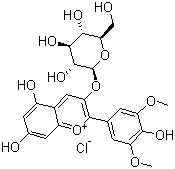 结构式 CAS# 7228-78-6, 氯化锦葵色素 3-葡糖苷
