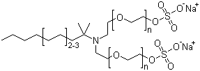 Ethoxylated C12-C14 tert-alkylamines sulfates sodium salts molecular structure (CAS 72379-24-9)