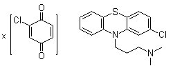 2-氯-2,5-环己二烯-1,4-二酮与2-氯-N,N-二甲基-10H-吩噻嗪-10-丙胺的化合物分子结构 (CAS 7238-27-9)