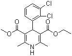 structure of CAS# 72509-76-3, Felodipine;4-(2,3-Dichlorophenyl)-1,4-dihydro-2,6-dimethyl-3,5-pyridinecarboxylic acid ethyl methyl ester; Plendil