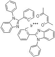 (2,4-Pentanedionato-kO,kO')bis[2-(1-phenyl-1H-benzimidazol-2-yl-kN3)phenyl-kC] Iridium molecular structure (CAS 725251-25-2)