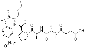 N-(3-羧基-1-氧代丙基)-L-丙氨酰-L-丙氨酰-L-脯氨酰-N-(4-硝基苯基)-L-正亮氨酰胺分子结构 (CAS 72682-72-5)